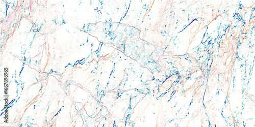 Abstract white marble texture background with blue and pink veins. Natural stone surface vector. Luxury granite floor pattern for bathroom interior or architectural banner.