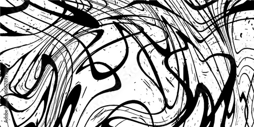 Abstract black and white liquid marble vector background; hypnotic monochrome swirl pattern with organic fluid lines and ink drop texture for modern minimalist poster design and edgy branding