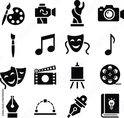 Collection of creative arts and entertainment icons