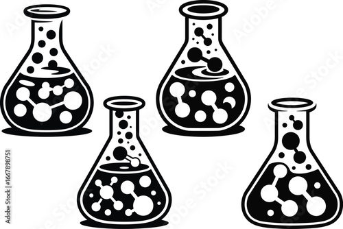 Flasks Chemistry Experiment Illustration