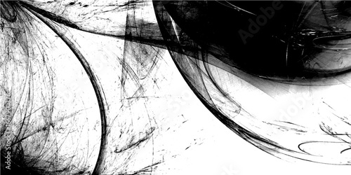 Minimal fractal ink Texture with flowing lines. Swirled and curled stripes and brush strokes texture. Marble or acrylic artwork imitation. Abstract black and white smoke swirl background.