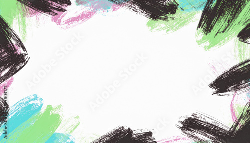 Colorful Brush Strokes Frame Artistic Design with Pastel Accents