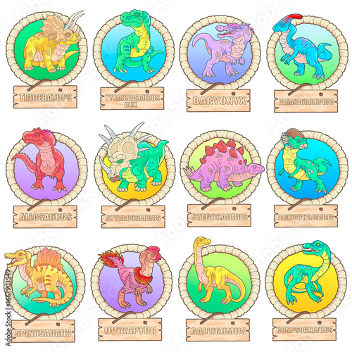 prehistoric dinosaurs, set of images