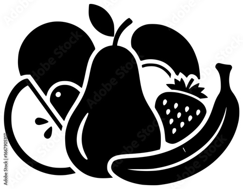 Pear on tree branch and in fruit basket on kitchen counter in still life painting