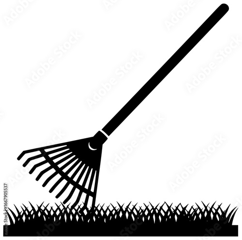 Rake equipment in a field and forest with garden backyard park lawn farm nursery landscape woodland areas daily