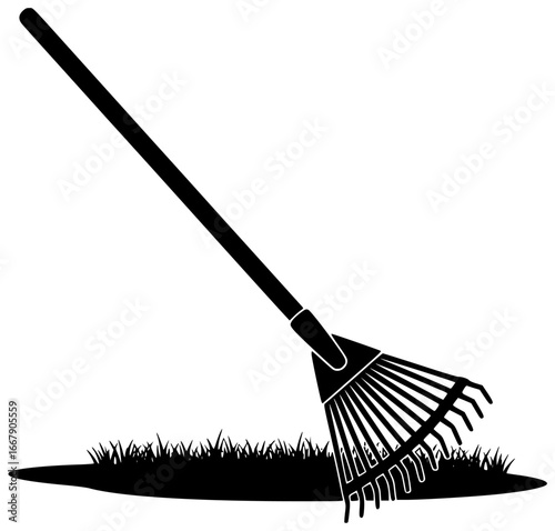 Rake equipment in a field and forest with garden backyard park lawn farm nursery landscape woodland areas daily