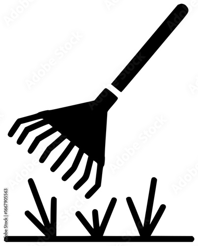 Rake equipment in a field and forest with garden backyard park lawn farm nursery landscape woodland areas daily