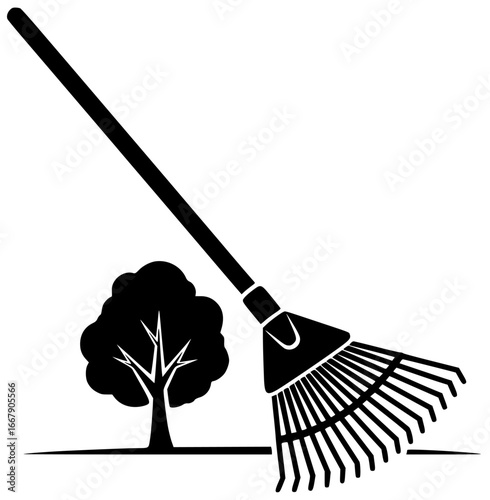 Rake equipment in a field and forest with garden backyard park lawn farm nursery landscape woodland areas daily