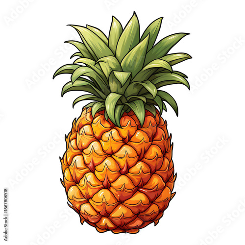 Illustration of a ripe pineapple in png format.