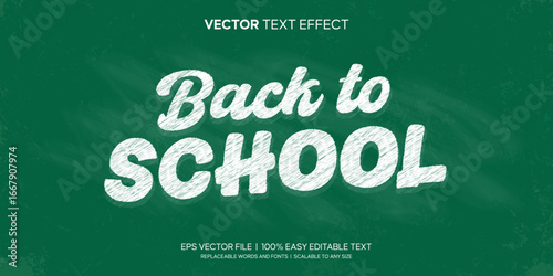 Back to School Chalk lettering doodle style editable Text Effect On Green Board Background Premium Vector