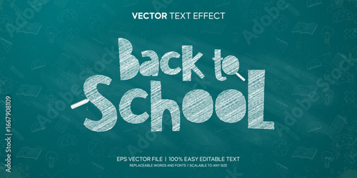 back to school chalk text on blueboard editable text effect premium vector