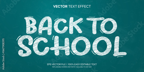 Back to School Text Effect Editable On Blue Chalkboard with Comic Style Premium Vector