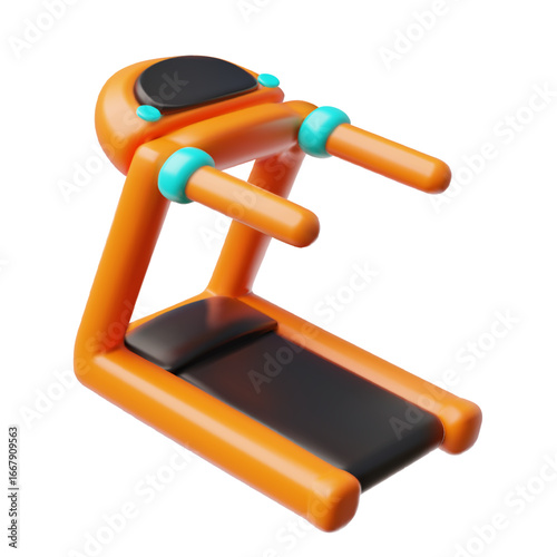 Treadmill simulator 3D cartoon vector icon, fitness cardio exercise equipment, gym electric running training machine