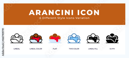Arancini icon symbol. isolated. vector illustration with different styles