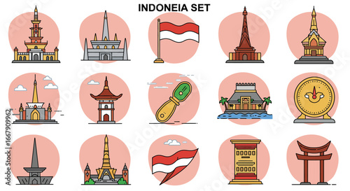 set of vector icons with candles indonesiam cultural