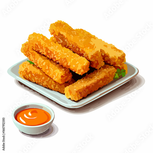  vector set of crispy chicken nuggets stick shape 