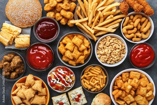 Assorted unhealthy processed foods
