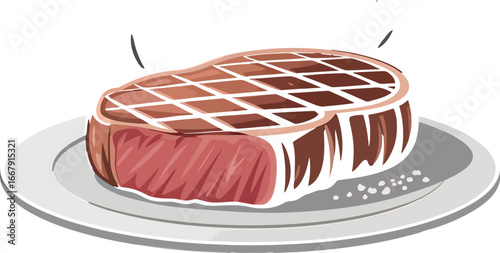 Delicious Grilled Steak on a Plate Ready to Be Served A Culinary Illustration of Flavor and Savory Dining Experience Perfect for Food Blogs and Restaurant Menus