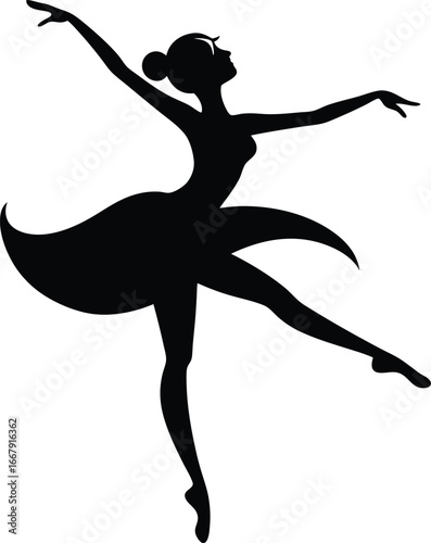 Ballet Dancer On Tiptoe Reaching Forward