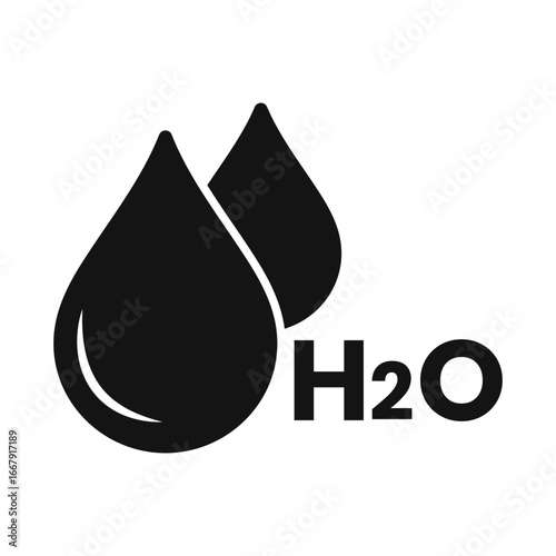 water H2O drop flat vector icon