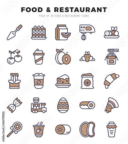 Set of Food and Restaurant icons. Vector Illustration.