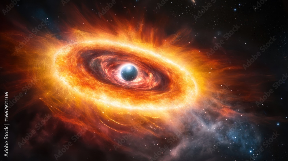 Fototapeta premium Fiery Cosmic Nebula: A Stellar Explosion