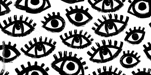 Black and White Eye Pattern with Brush Strokes for a Bold Look