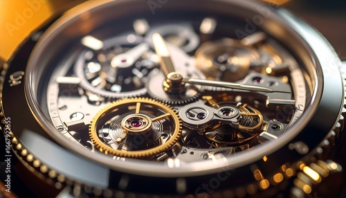 Wallpaper Mural Luxury wristwatch close-up, sharp focus on metallic gears and reflections. Torontodigital.ca