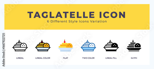 Taglatelle icons set of simple vector illustration.