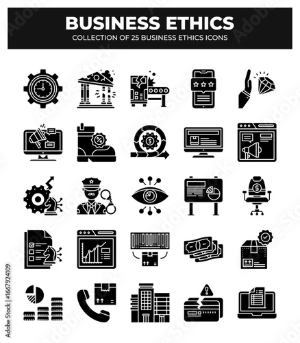 Collection of 25 Business Ethics Icons: A Guide to Ethical Business Practices