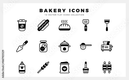 15 Bakery Lineal Fill icons pack. vector illustration.