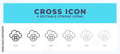 Cross editable line icon. Vector illustration with different stroke.