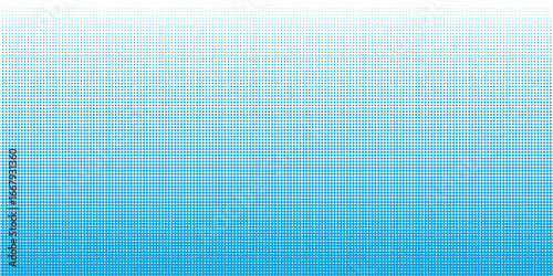 Blue seamless vector dotted halftone gradient border.