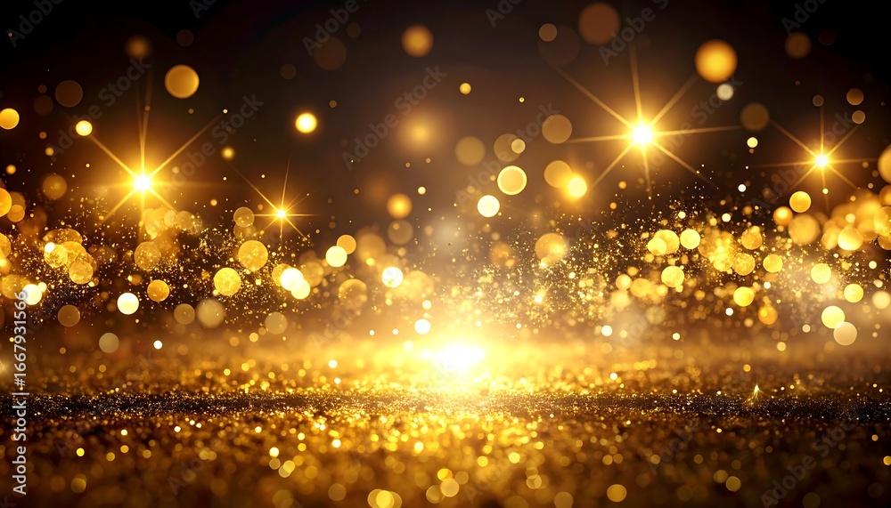 Naklejka premium Golden Glitter Lights Festive Background