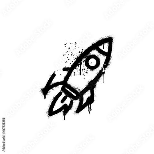 Rocket illustration drawn with graffiti art