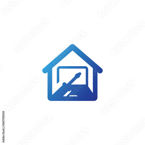 Home Repair Services: Laptop & House Logo