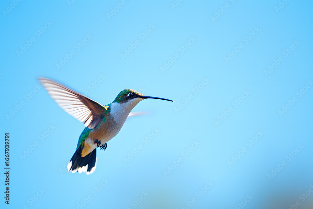 Fototapeta premium Hummingbird Flight Freedom Lightweight Nature Bird Minimal Background