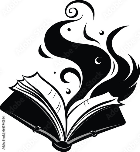 Spell Book Open With Swirling Smoke