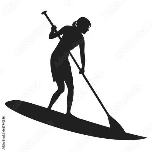 lady in small canue silhouette vector