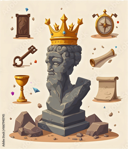 Medieval Kingdom and Chess Icon Vector Set