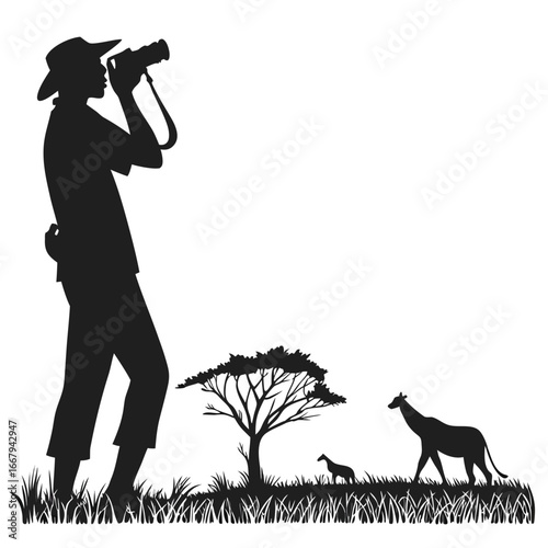 Person photographing wildlife silhouette