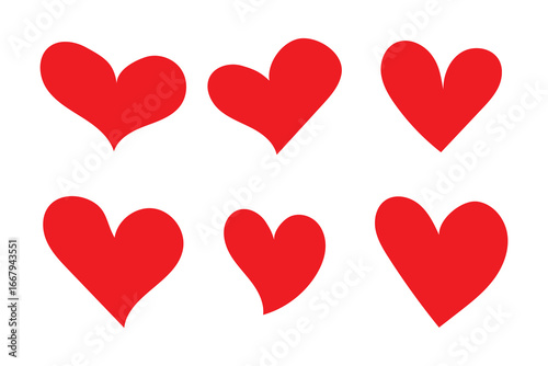 set of heart vector icons in simple flat design representing love care romance and affection concept ideal for valentine wedding and relationship themed design
