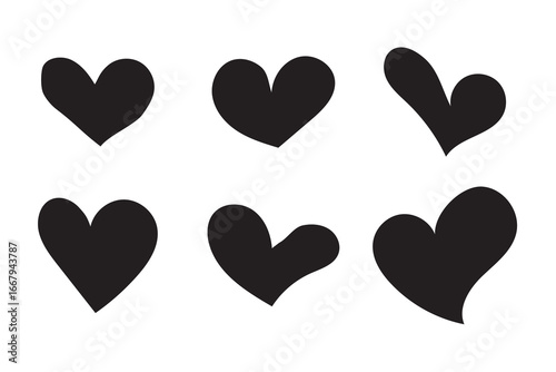 set of heart vector icons in simple flat design representing love care romance and affection concept ideal for valentine wedding and relationship themed design