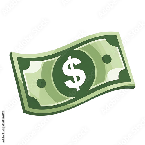 Dollar bill illustration isolated on transparent background for financial concepts