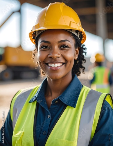Woman Engineer Smiling Construction Site Portrait (1)