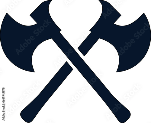 cross axe vector graphic, ideal for rustic woodworking logos, hunting badges, survival icons, and outdoor adventure designs.