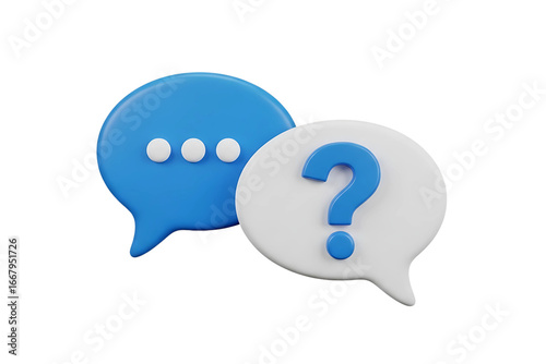 Two speech bubbles with question mark isolated on transparent background