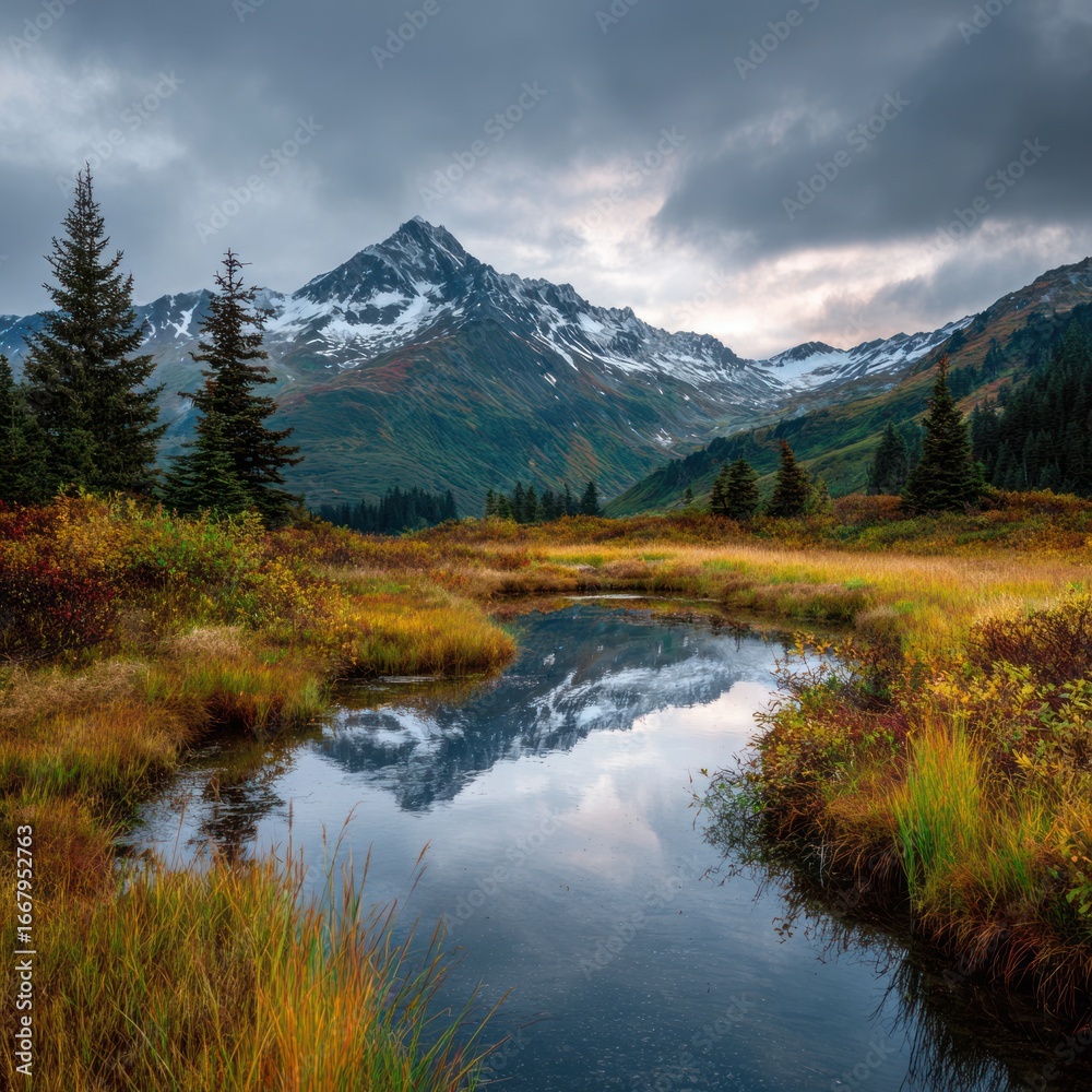 Fototapeta premium untouched Alaskan wilderness landscape wallpaper