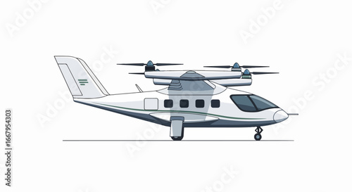 Futuristic Electric Vertical Take Off and Landing Aircraft.