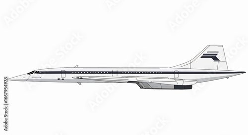 Supersonic Passenger Jet Aircraft Side View.